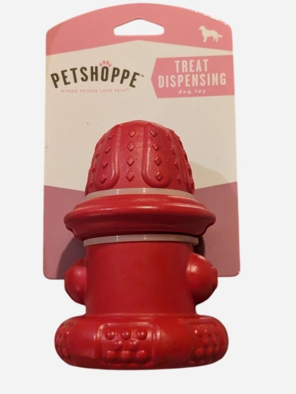 Red fire hydrant dog toy with treat dispenser